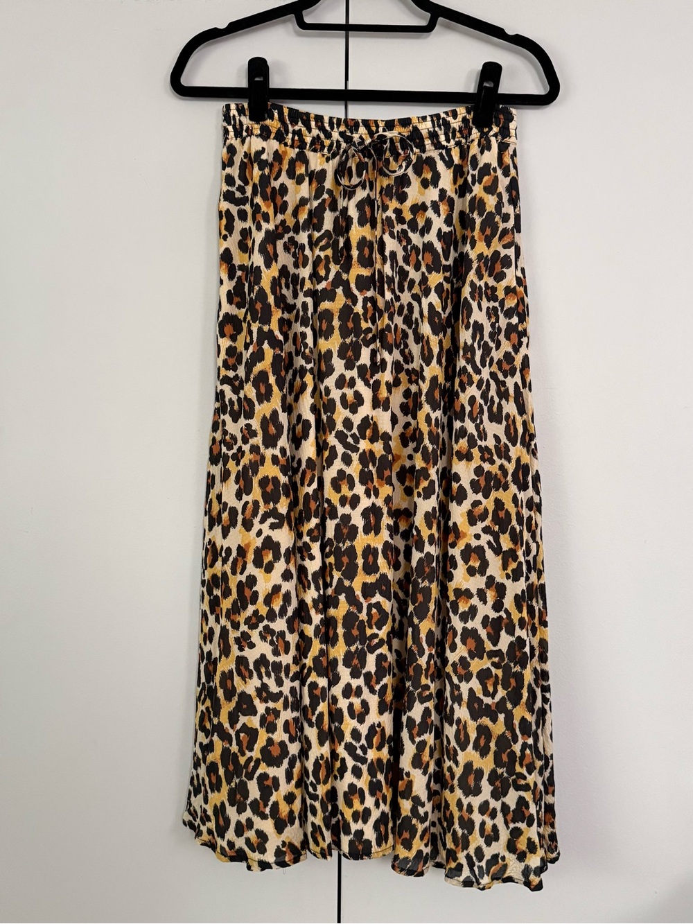 Leopard Print Midi Skirt Silk Blend Fully Lined
